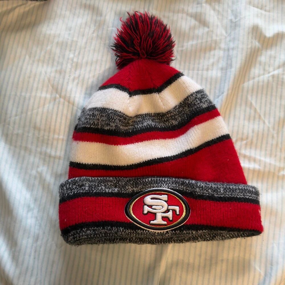 New Era San Francisco 49ers NFL Striped Cuffed Pom Beanie Hat #NFL #49ers